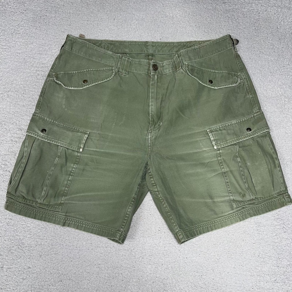 Duluth Trading Co Shorts Men's Sz 40 Green Distressed Ripstop Cargo Utility Work
